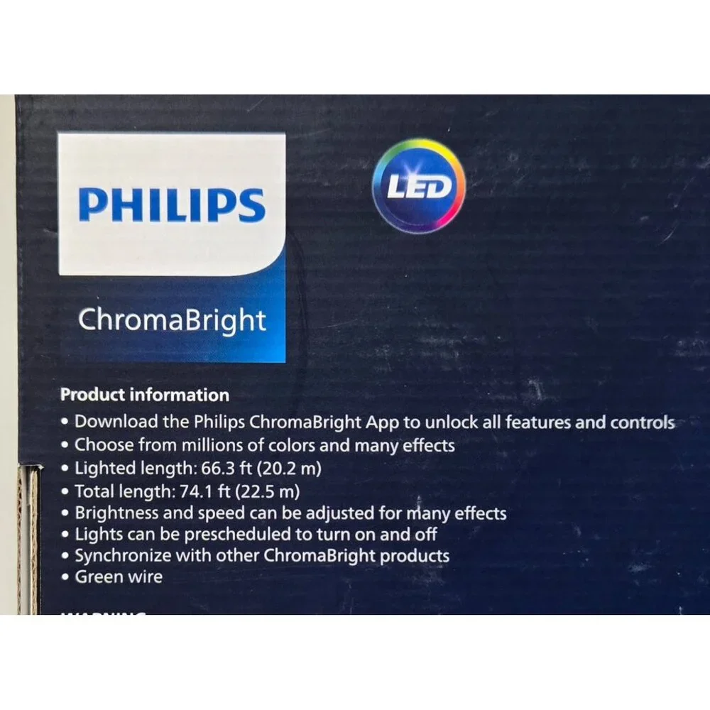 Philips ChromaBright Concave Color Changing 200 LED String Lights w/ App Control